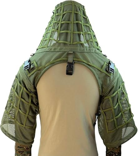 XIAOMAIDAM Sniper Ghillie Viper Hood mit 3D-lasergeschnittenen Blättern, Tarnanzug-Grundlage für Gefechtsspiel, Jagd, Airsoft, Waldland, Einheitsgröße