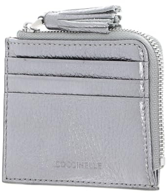 Coccinelle Leder Kartenetui Tassel Credit Card Holder Steel silberfarben