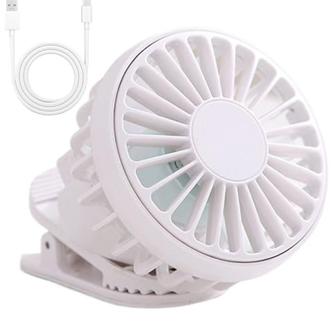 Ahuuen Klemmventilator | Persönlicher Schreibtisch-Ventilator - Batteriebetriebener Wiederaufladbarer Persönlicher Kühllüfter Tragbar Mit 3 Geschwindigkeitsstufen Für Kinderbett Golf Bett Freizeit