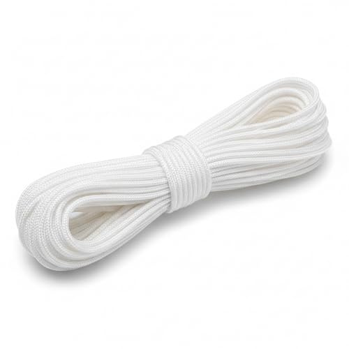 DAQUN 30m 3mm Picture Hanging Cord, Picture Hanging String White Nylon, 30kg Capacity for Wall Decor, Photo Frames, Mirrors, Craft Projects, Ideal Tool for DIY Home Decorating