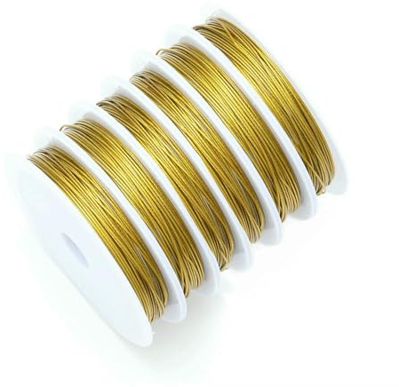 Metal Craft Wire, 0,3/0,5/0,6 mm starker, widerstandsfähiger Perlendraht aus Edelstahl, 1 Rolle for die DIY-Schmuckherstellung(Gold,0.5mm-17meters)