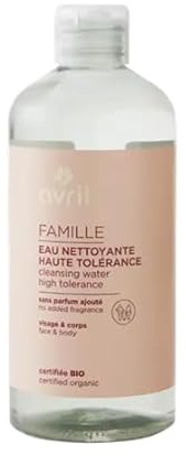 Avril Eau Nettoyante Haute Tolérance Bio – Nettoyage Doux Visage & Yeux, Peaux Sensibles, Vegan, Certifiée Cosmos Organic – 500 ml
