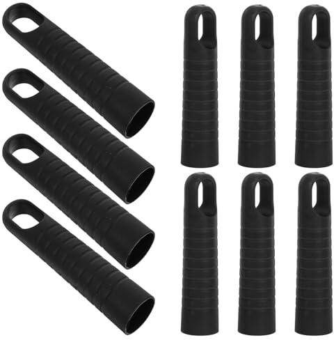 Luxshiny 10pcs Plastic Mop Handle End Caps with Black Grip, Replacement Broom Stick Attachments for 25mm Diameter Poles, Sturdy Broom and Dustpan Handle Sleeves with Hanging Hole