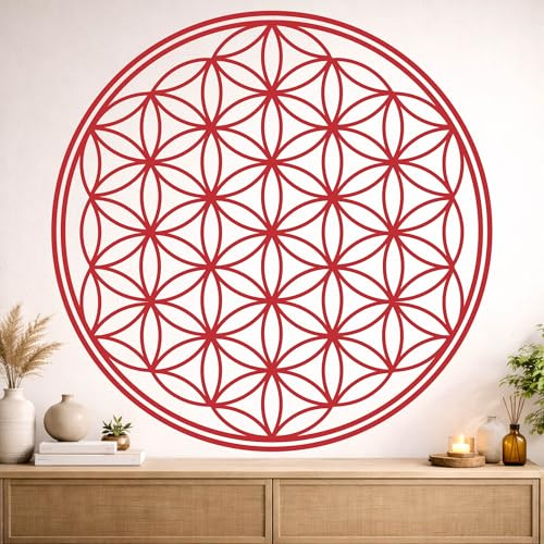 Blume des Lebens Wandtattoo - 20x20cm - Rot - Mandala - spirituelles Symbol - Wanddeko für Wohnzimmer Wandaufkleber Schlafzimmer Büro Meditation Yoga Raum