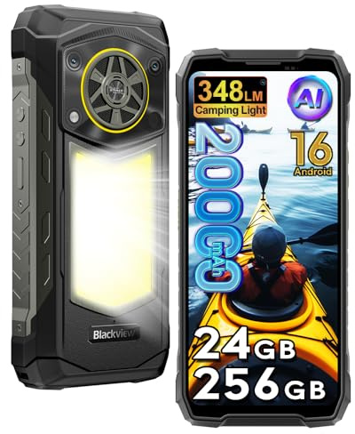 Blackview Rock 5 Android 16 Móvil irrompible 4G, 32GB+256GB/1TB, Lámpara Camping 400 Im, 6,78 FHD+ 120Hz AI Teléfono Móvil 20000mAh, Altavoz HiFi 5W, 108MP+50MP, Móvil Rugerizado IP69K/OTG/NFC, Negro