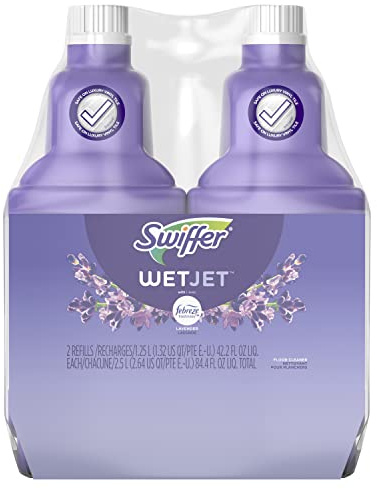 Swiffer WetJet Multi-Purpose Floor Cleaner Solution with Febreze Refill, Hardwood Floor Cleaner, Lavender Scent, 1.25 Liter -42.2 Fl Oz (Pack of 2)
