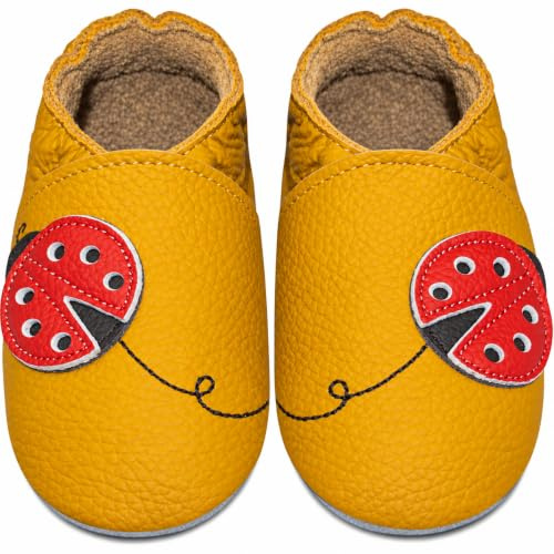 YIHAKIDS Krabbelschuhe Leder Babyhausschuhe | Lauflernschuhe für Kleinkinder Babys,Weiche Hausschuhe,Atmungsaktive,Rutschfester Babyschuhe 0-3 Jahre