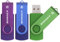 SIMMAX Clé USB 16 Go Lot de 3 USB 2.0 Flash Drive Pivotant Stockage Disque Mémoire Stick Pendrive (16Go Violet Bleu Vert)