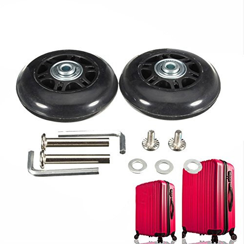 BADASS SHARKS Paar Gepäck-Koffer Ersatz Wheels Rad Gummi Metall für Trolley Gepäckkoffer Hartschalenk ffer (50x18mm)