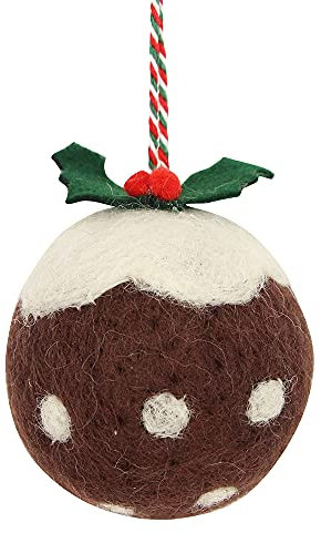Gisela Graham Wool Christmas Pudding Christmas Bauble (8cm)