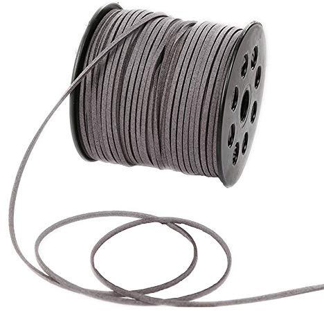 91 Meters Faux Suede Lace String Soft Beading Cord Thread Velvet Ribbons for Bracelet Necklace Bohe Headress Jewelry Making Dream Catchers Gift Wrapping SuppliesGrey)