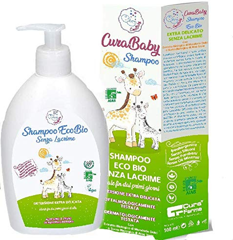 CuraBaby Shampoo Eco Bio Vegan - Anti-Tränen - Anti-Reizung - Alter 0+ - 500 ml - Original Cura Farma