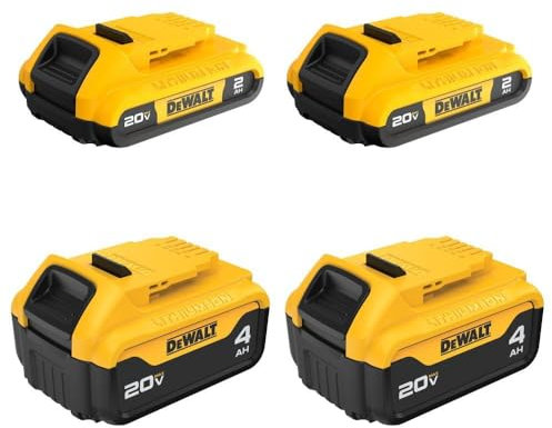 DEWALT 20V MAX Battery, Lithium Ion, 4-Ah & 2-Ah, 4-Pack (DCB3244)