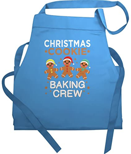 Schürze Geschenk - Weihnachtsschürze - Erwachsene - Christmas Cookie Baking Crew I Lebkuchenmännchen I Lebkuchen Männer I Gingerbread Man I Lebkuchenmann - 60x87 - Hellblau - weihnachtsschürzen