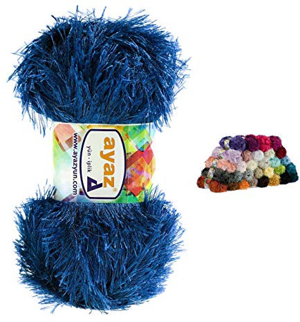 Fransen-Strickgarn Yumos 140m/100g Fancy Garn Strickwolle 40 Farben, Farbe:1148 marineblau