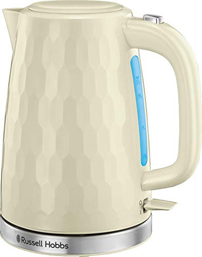 Russell Hobbs 26052 Cordless Electric Kettle - Contemporary Honeycomb Design With Fast Boil And Boil Dry Protection, 1.7 Litre, 3000 W, Cream
