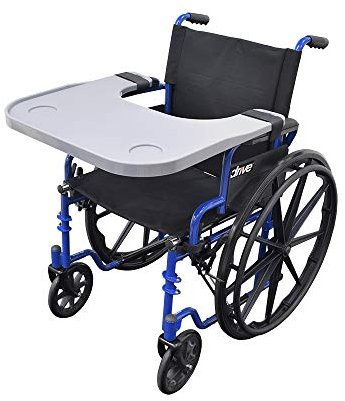 AlveyTech Wheelchair Tray Table with Cup Holder - Fits 18-20 Inch Wide Standard Wheelchairs Like Drive, Golden, & Invacare, Universal Removable Lap Desk for Adults Eating Reading Resting