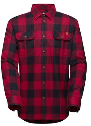 Mammut Tamaro Longsleeve Shirt Men | Kariertes Herrenhemd, Outdoor Flanellhemd, Freizeithemd für Herren, Langarm, Atmungsaktiv, Schnelltrocknend, Rot und Schwarz | Blood Red-Black, M