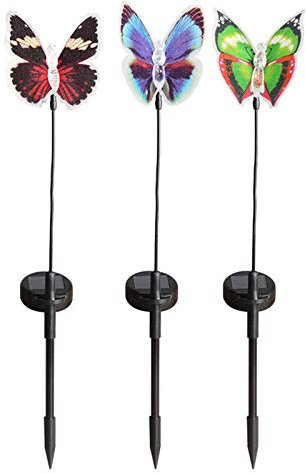 Esenlong Lampe solaire de jardin en forme de papillon,7 couleurs changeantes sur piquet-Décoration d'extérieur pour patio,pelouse,cour,chemin,parterre de fleurs (1PCS/couleur aléatoire)