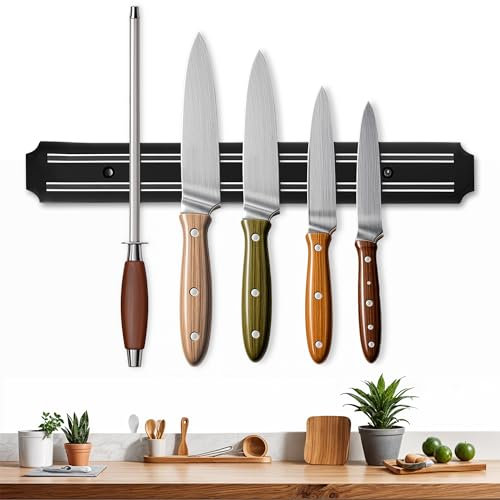 FB FunkyBuys Magnetic Knife Holder for Wall – Kitchen Utensils Holder for Multiple Use – Space-Saving Knife Magnetic Strip with Powerful Magnet (33 cm)
