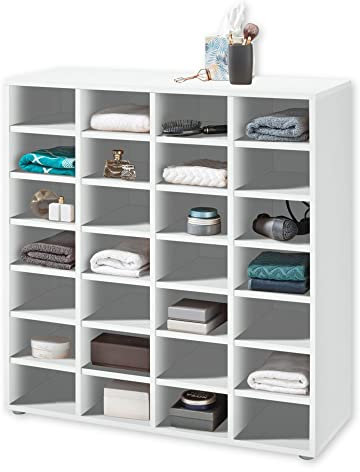 Stella Trading Boots Standregal in Weiß - Universell einsetzbares und multifunktionales Regal mit 28 offenen Fächern - 92 x 95 x 33 cm (B/H/T)