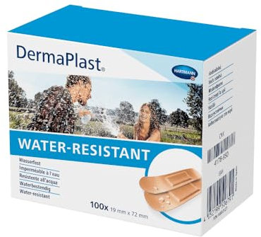Hartmann 5351512 DermaPlast WATER-RESISTANT Pflasterstrips, 19mm Breite x 72mm Länge, 100 Stück