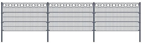 HOME DELUXE - Doppelstabmattenzaun MORATA Anthrazit, Dekor Kreis - Länge: 16m Höhe: 80cm Komplett Set - feuerverzinkter Stahl - langlebige Pulverbeschichtung I Gartenzaun, Zaun