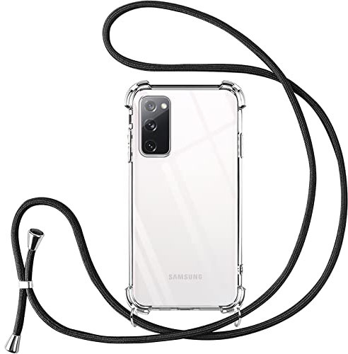 Vauki handyband für Samsung Galaxy S20 FE 5G hülle mit Band Handyhülle Silikon Transparent zum Umhängen Stoßfest mit Kordel Necklace Schnur TPU Bumper Case für Samsung S20 FE 5G