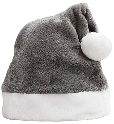 Dubute Erwachsene Kurze Plüsch Weihnachtsmütze Verdickte Weihnachtsmann Kostüm Zubehör für Weihnachten, Neujahrsparty, grau, One size