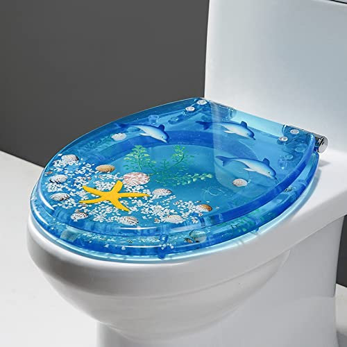 WC-Sitze WC-Sitz aus Kunstharz mit Deckel, WC-Toilettendeckel, leise schließende Entriegelungsscharniere, einfache Installation und Reinigung, WC-Sitze mit Schnellbefestigung (Color : B)