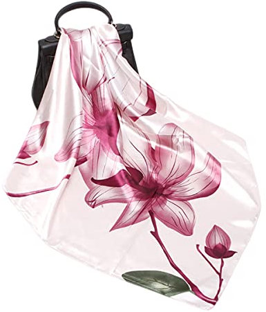 FAIRYGATE Damen Seidenschal 100% Satin Seidentuch Silk Scarf Kleiner Quadratischer Netter Cartoon Blumenmuster Vintage Retro Halstuch für Frauen Mädchen 90x90cm 28018