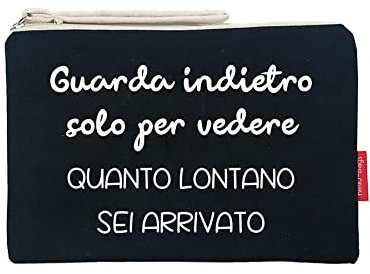 Hello-Bags. Necessaire/pochette. Esterno: 100% cotone. Con cerniera interna e fodera. Include una bella busta regalo kraft. Modello GATUNA. Colore: Écru/Nero. Misure: 23 * 15,5 cm.