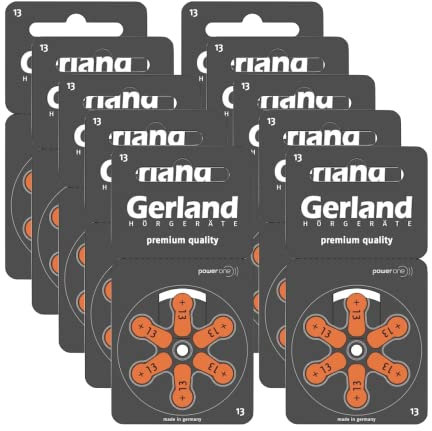Gerland Hörgerätebatterien Evolution Typ 13 Orange - Zink-Luft Batterien für Hörgeräte - PR48 P13 ZL2-1,45 V - Made in Germany - 60 Stück im Sparpack