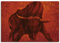 ARTLAND Wanddeko Leinwand Bilder Wandbild 130x90 cm Stier Tiere Spanien Stierkampf Katalonien Malerei Modern Rot T4IU