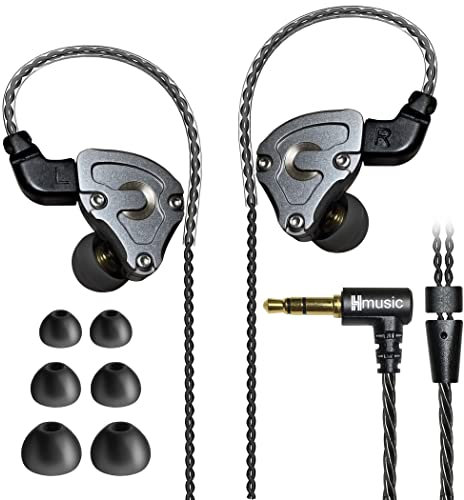 Hmusic IEM, auricolari stereo stereo stereo cablati ad alta risoluzione, ad alta risoluzione, con cavo staccabile da 0,78 mm a 2 pin (senza microfono)