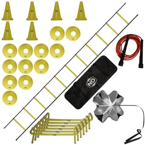 ND Sports Speed Agility Hurdles Chute Traffic Cones Ladder Football Training Sport Kit ND (Fluorescent Yellow)