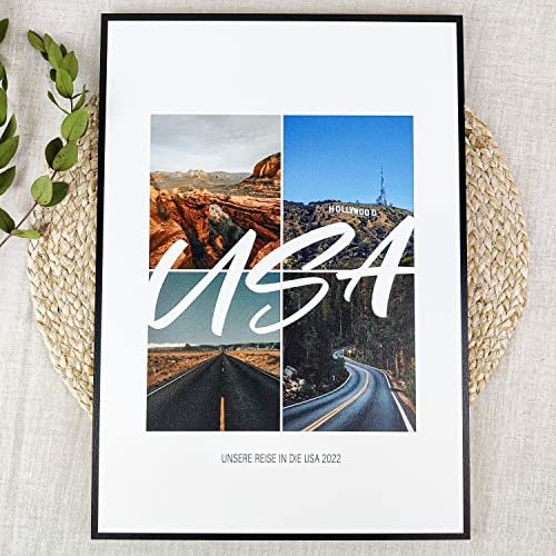 USA Geschenk Holzbild - Foto Geschenk - personalisierbar zum Hinstellen/Aufhängen optional beleuchtet USA Souvenir, USA Deko, Amerika Deko, USA Urlaub, USA Geschenke - personalisierte Geschenke
