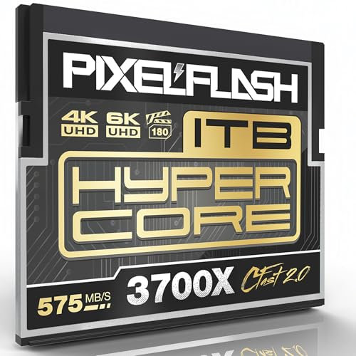 PixelFlash CFast Card - 1TB CFast 2.0 Card - 3600X HyperCore 565MB/s SATA3 VPG180 C Fast Card Compatible w/DSLR Cinematic Video & Photo Cams - Lab Tested & Certified Flash Memory 1024 GB, 2024 Model