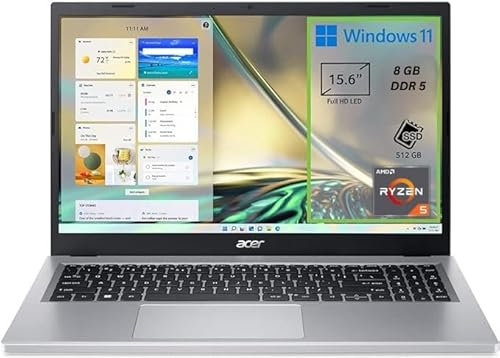 Acer Aspire 3 A315-24P-R8DK PC Portatile, Notebook, Processore AMD Ryzen 5 7520U, RAM 8 GB DDR5, 512 GB PCIe NVMe SSD, Display 15.6 FHD LED, Scheda Grafica AMD Radeon, Windows 11 Home, Silver
