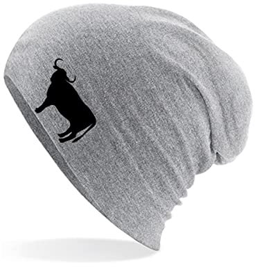 Huuraa Mütze Stier Bulle Silhouette Geschenk Heather Grey Stier Bulle Accessoire