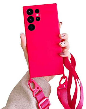 Rokmym Handykette Hülle kompatibel mit Samsung Galaxy S23 Ultra Nylon Schultergurt Weich Silikon Handyhülle mit Stylische Band Kordel zum Umhängen Schutzhülle Case Cover für Samsung Galaxy S23 Ultra