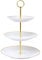 URBNLIVING 3 Tiers Cake Display Stand, Porcelain Round Reusable Cupcakes Fruit Dessert Afternoon Tea Plates With Carry Handle (Gold)