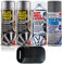 4TRESS E-Tech 2 x 400ml Metallic Silver Chip Resistant Alloy Wheel Spray Paint, 1 x Clear Lacquer Car Alloy Wheel Paint, 1 x 400ml Self Etch Grey Primer Non Slip Car Dash Mat