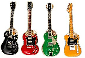 TVMFAM 4 Pcs Electric Guitar Brooch Pins Set - Enamel Alloy Musical Instruments Badgesn Retro Lapel Pins for Backpacks Jackets Clothes - Guitar Brooch Pins Gift for Music Lovers