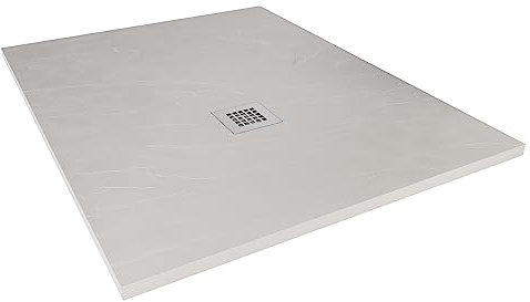 Aquabad Mineralguss Duschwanne Deluxe Classic, Rechteck 90 x 100 cm, Grau