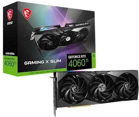 MSI Gaming GeForce RTX 4060 Ti 16GB GDRR6 Boost Clock: 2685 MHz 128-bit HDMI/DP Nvlink TORX Fan 4.0 Ada Lovelace Architecture Scheda grafica (RTX 4060 Ti Gaming X Slim 16G)