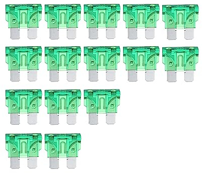 A ABSOPRO Flachsicherung 30A AT 0 15 Stück Für Auto Kurzschlussschutz | Material: Kunststoff/Metall, Größe: 1.9x1.8x0.5 cm, Überlastungsschutz, Transparentes Gehäuse, Einfache Installation