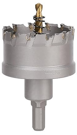 Vearter 56mm Hartmetall Lochsäge, Lochbohrer Bohrer mit Zentrierbohrer, Hartmetallbohrer für Metall, Edelstahl, Baustahl, Aluminium, Kupfer, Eisen, Kunststoff, Glasfaser