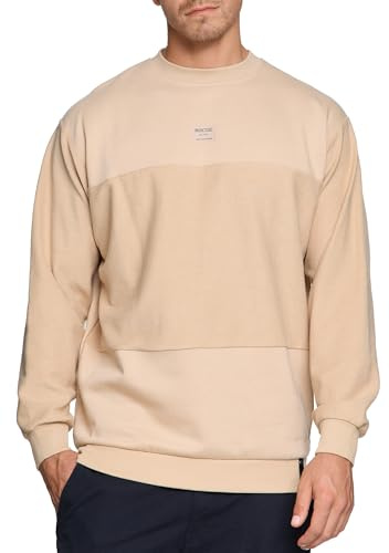 Indicode Herren INBridge Sweatshirt mit RIPP-Bündchen aus Baumwoll-Mix | Sweater Pullover für Männer Irish Cream, XXL
