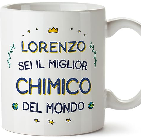 MUGFFINS Tazas Personalizadas para QUÍMICO hombre - En Italiano - Migliore del Mondo - 11 oz / 330 ml - Regalo Personalizable original y divertido